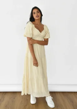 Robes^Outfitbook Robe longue à manches bouffantes BEIGE