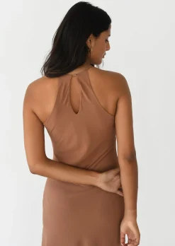 Robes^Outfitbook Robe longue col haut TERRACOTTA