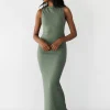 Robes^Outfitbook Robe longue côtelée VERT