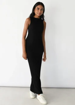 Robes^Outfitbook Robe longue côtelée NOIR