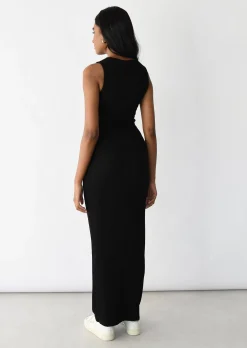 Robes^Outfitbook Robe longue côtelée NOIR