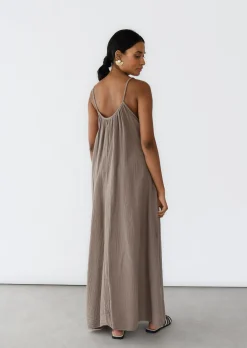 Robes^Outfitbook Robe longue en coton TAUPE