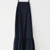 Robes^Outfitbook Robe longue en coton à volant BLEU