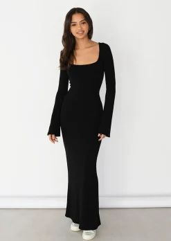 Robes^Outfitbook Robe longue en maille NOIR