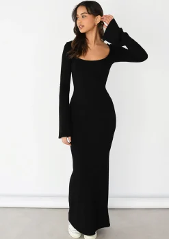Robes^Outfitbook Robe longue en maille NOIR