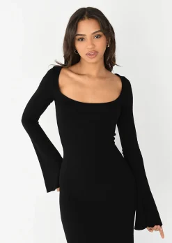 Robes^Outfitbook Robe longue en maille NOIR