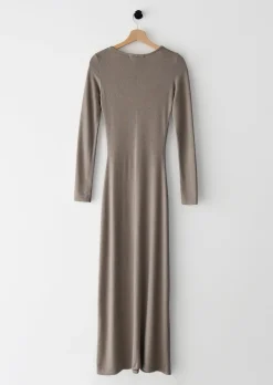 Robes^Outfitbook Robe longue en maille TAUPE