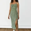 Robes^Outfitbook Robe midi fendue à imprimé floral VERT