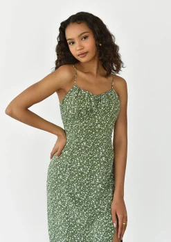 Robes^Outfitbook Robe midi fendue à imprimé floral VERT