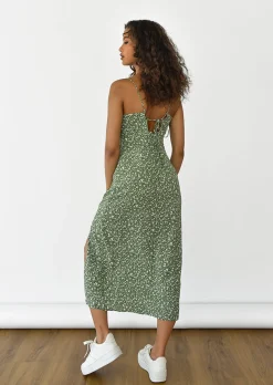 Robes^Outfitbook Robe midi fendue à imprimé floral VERT
