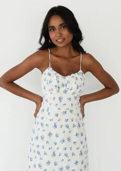 Robes^Outfitbook Robe midi fendue imprimée BLANC