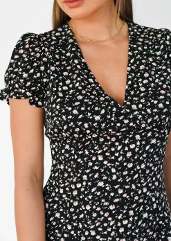 Robes^Outfitbook Robe imprimée fleurie avec fente NOIR