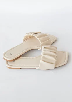 Sandales Plates^Outfitbook Sandales plates froncées à bout carré BEIGE