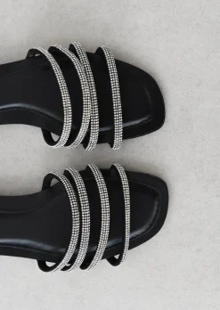 Sandales Plates^Outfitbook Sandales plates strass NOIR