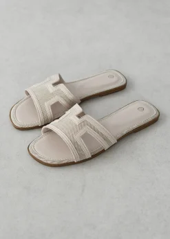 Sandales Plates^Outfitbook Sandales plates tissu BEIGE