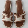 Sandales Plates^Outfitbook Sandales plates tissu MARRON