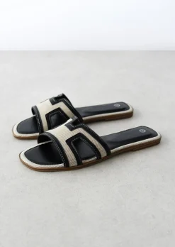 Sandales Plates^Outfitbook Sandales plates tissu NOIR