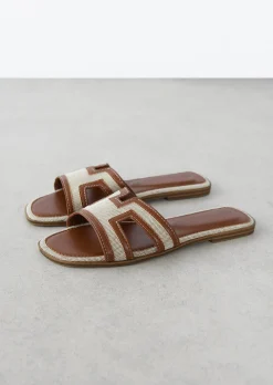Sandales Plates^Outfitbook Sandales plates tissu MARRON