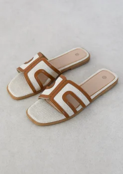 Sandales Plates^Outfitbook Sandales plates tissu MARRON