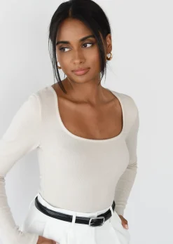 Hauts^Outfitbook Top à encolure carrée BEIGE