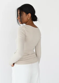 Hauts^Outfitbook Top à encolure carrée BEIGE