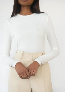 Hauts^Outfitbook Top ajusté à manches longues blanc white