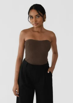 Hauts^Outfitbook Top bandeau MARRON
