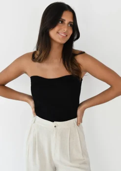 Hauts^Outfitbook Top bandeau en maille NOIR
