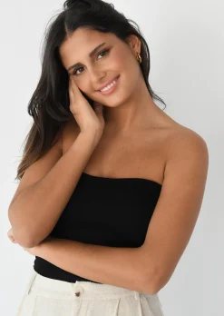 Hauts^Outfitbook Top bandeau en maille NOIR