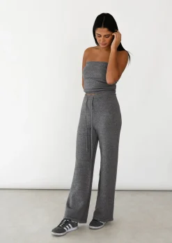 Hauts^Outfitbook Top bandeau en maille côtelée GRIS