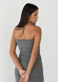 Hauts^Outfitbook Top bandeau en maille côtelée GRIS