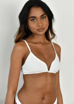 Maillots De Bain^Outfitbook Top bikini côtelé armature V Blanc