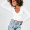 Hauts^Outfitbook Top cache-coeur côtelé blanc