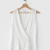 Hauts^Outfitbook Top cache-coeur nœud lin BLANC