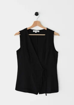 Hauts^Outfitbook Top cache-coeur nœud lin NOIR