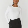 Hauts | Pulls L Cardigans^Outfitbook Top coton manches longues BLANC