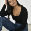 Pulls L Cardigans | Hauts^Outfitbook Top coton manches longues NOIR