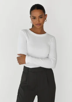 Hauts | Pulls L Cardigans^Outfitbook Top coton manches longues BLANC
