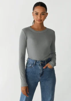 Pulls L Cardigans | Hauts^Outfitbook Top coton manches longues GRIS