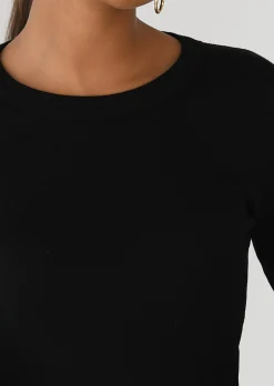 Pulls L Cardigans | Hauts^Outfitbook Top coton manches longues NOIR