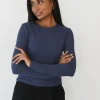 Hauts^Outfitbook Top côtelé manches longues BLEU
