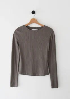 Hauts^Outfitbook Top côtelé manches longues TAUPE
