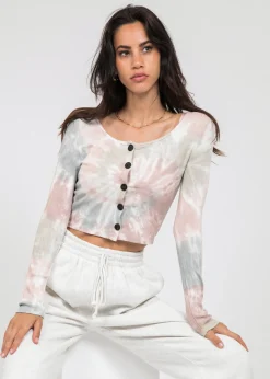 Hauts^Outfitbook Top effet tie-dye manches longues