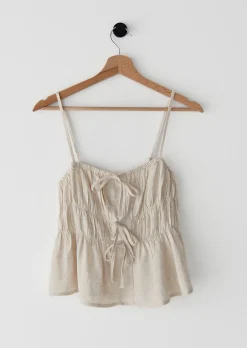 Hauts^Outfitbook Top en lin froncé BEIGE