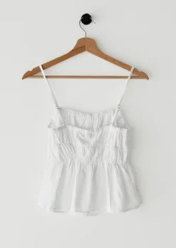 Hauts^Outfitbook Top en lin froncé BLANC