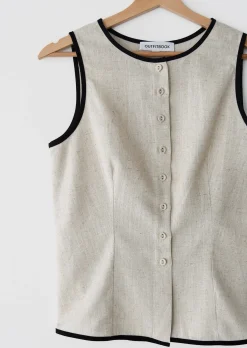 Hauts^Outfitbook Top lin boutons BEIGE