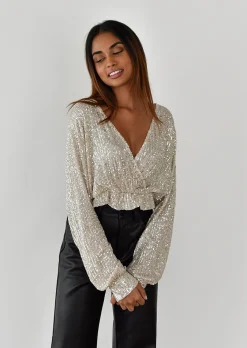 Hauts^Outfitbook Top manches longues à sequins