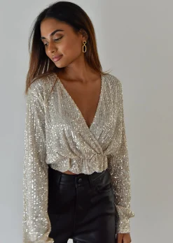 Hauts^Outfitbook Top manches longues à sequins