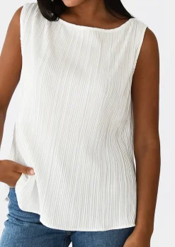 Hauts^Outfitbook Top plissé BLANC