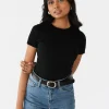 Hauts^Outfitbook T-shirt coton manches courtes NOIR